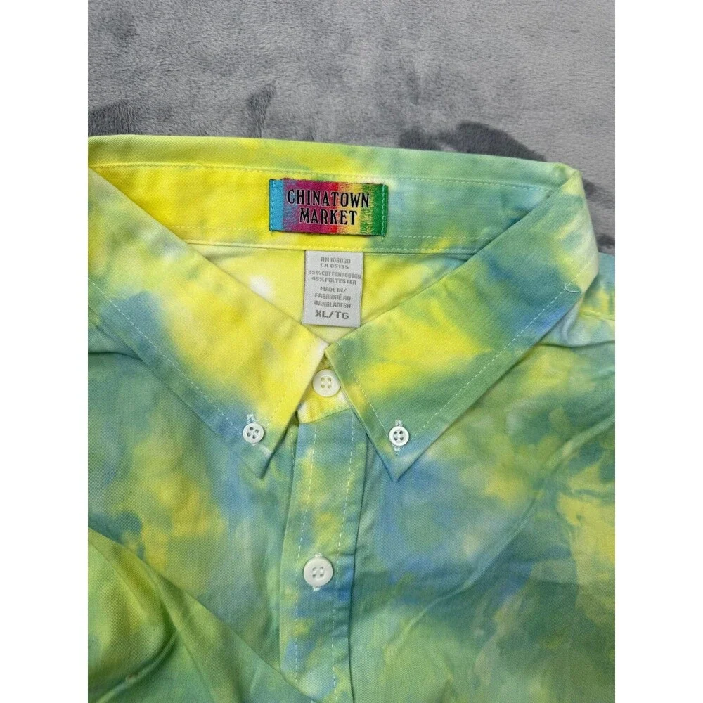 Chinatown Market Shirt Mens XL Multicolor Tie Dye Long Sleeve Button Down Paint